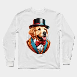 Dapper Golden Retriever T-Shirt - Canine Elegance Long Sleeve T-Shirt